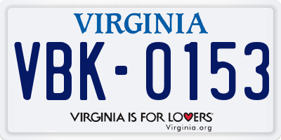 VA license plate VBK0153