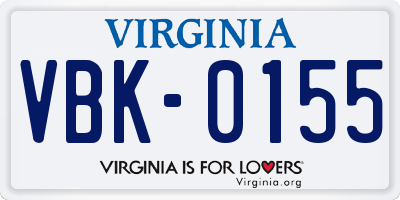 VA license plate VBK0155