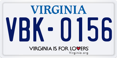 VA license plate VBK0156