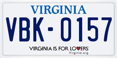 VA license plate VBK0157