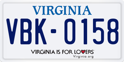VA license plate VBK0158