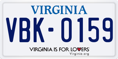 VA license plate VBK0159