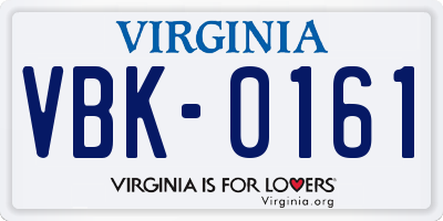 VA license plate VBK0161