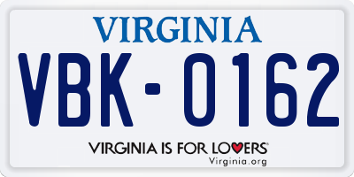 VA license plate VBK0162