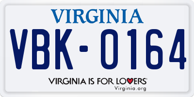 VA license plate VBK0164