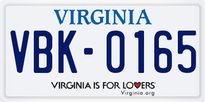 VA license plate VBK0165