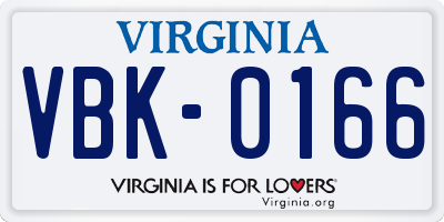 VA license plate VBK0166