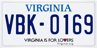 VA license plate VBK0169