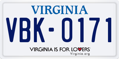 VA license plate VBK0171