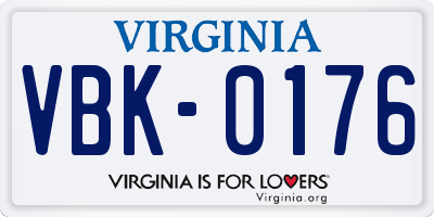 VA license plate VBK0176