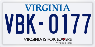 VA license plate VBK0177