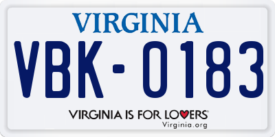 VA license plate VBK0183