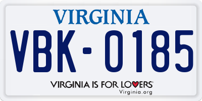 VA license plate VBK0185