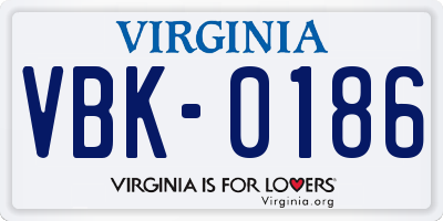 VA license plate VBK0186