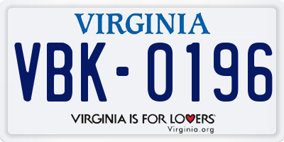 VA license plate VBK0196
