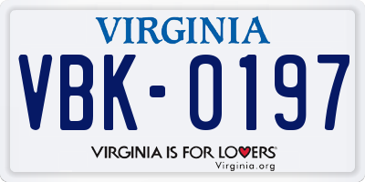 VA license plate VBK0197