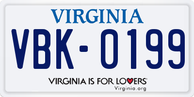 VA license plate VBK0199