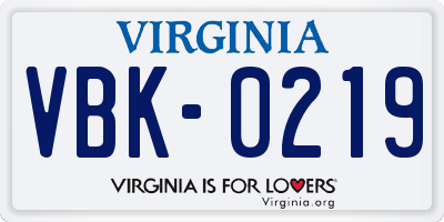 VA license plate VBK0219