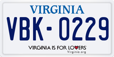 VA license plate VBK0229