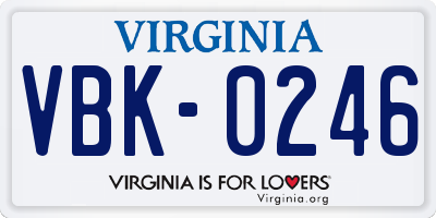 VA license plate VBK0246