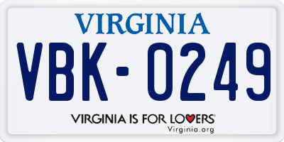 VA license plate VBK0249