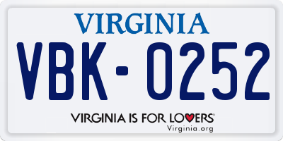 VA license plate VBK0252
