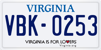 VA license plate VBK0253