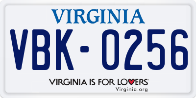 VA license plate VBK0256