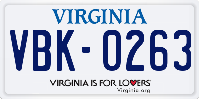 VA license plate VBK0263