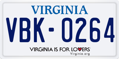 VA license plate VBK0264