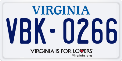 VA license plate VBK0266
