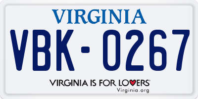 VA license plate VBK0267