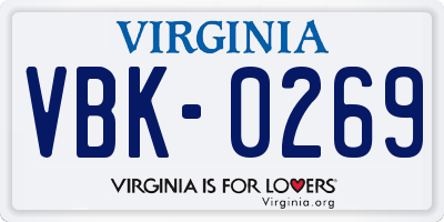 VA license plate VBK0269