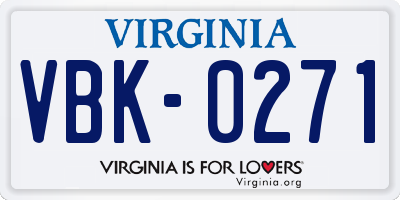 VA license plate VBK0271