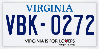 VA license plate VBK0272