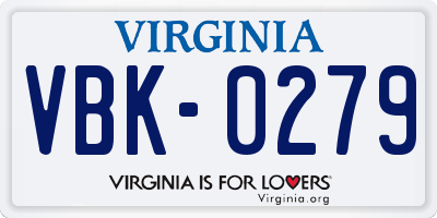 VA license plate VBK0279