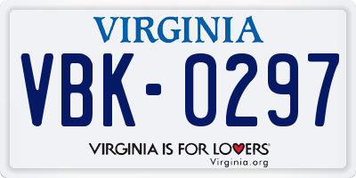 VA license plate VBK0297