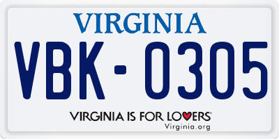 VA license plate VBK0305