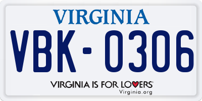 VA license plate VBK0306