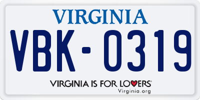 VA license plate VBK0319