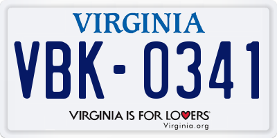 VA license plate VBK0341
