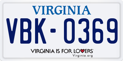 VA license plate VBK0369
