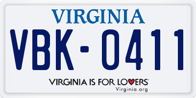 VA license plate VBK0411