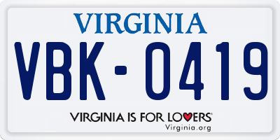 VA license plate VBK0419