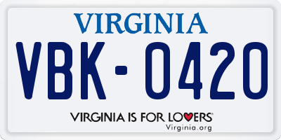 VA license plate VBK0420
