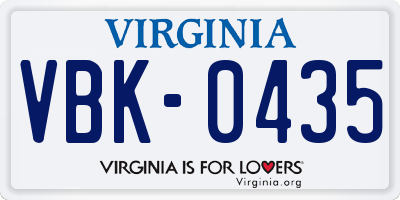 VA license plate VBK0435