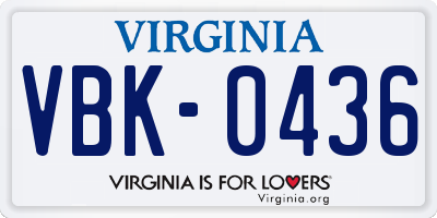 VA license plate VBK0436