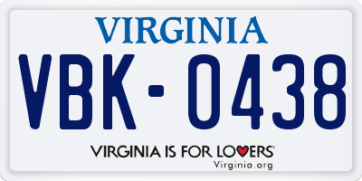 VA license plate VBK0438