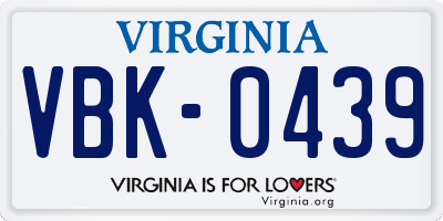 VA license plate VBK0439