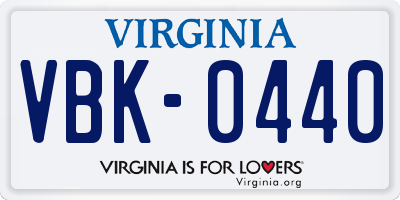 VA license plate VBK0440